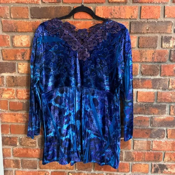 Unity World Wear women’s velour boho fairy grunge Y2K tunic top blue XL - Picture 5 of 7